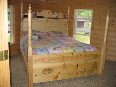 Queen Size Pine Bed with 6 Drawers