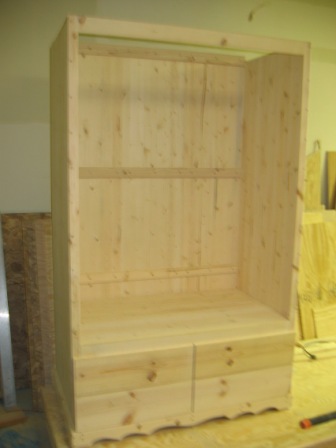 Inside Armoire before top and doors installed